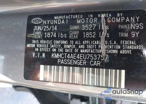 2014 Hyundai Accent Gls z USA, uszkodzony, nr VIN KMHCT4AE4EU753757